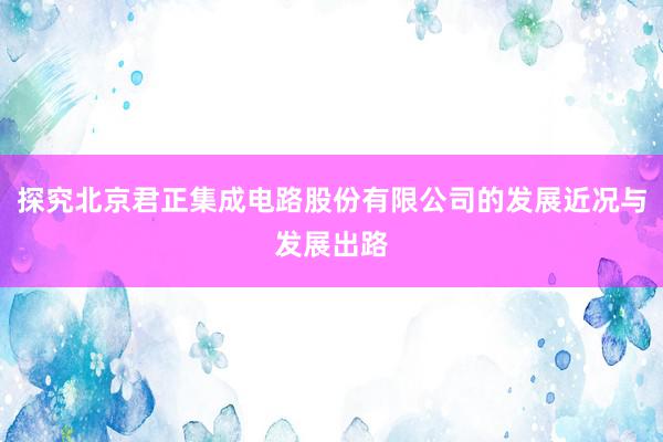 探究北京君正集成电路股份有限公司的发展近况与发展出路